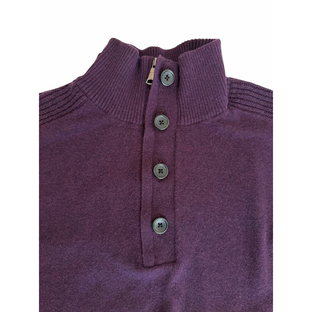 J.Crew Women’s Plum Merino Wool Blend Mock Neck Button Sweater L Old Money Prep - Picture 3 of 7